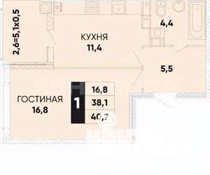 1-к квартира, вторичка, 41м2, 23/24 этаж