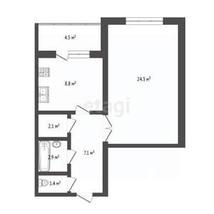 1-к квартира, вторичка, 51м2, 13/17 этаж