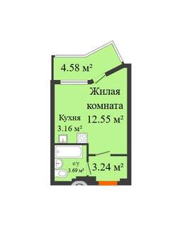 Студия квартира, вторичка, 27м2, 13/20 этаж