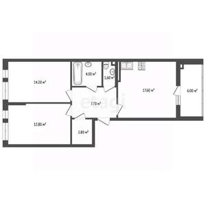 2-к квартира, сданный дом, 65м2, 6/13 этаж