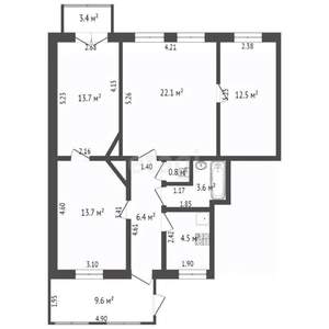 4-к квартира, вторичка, 77м2, 3/3 этаж