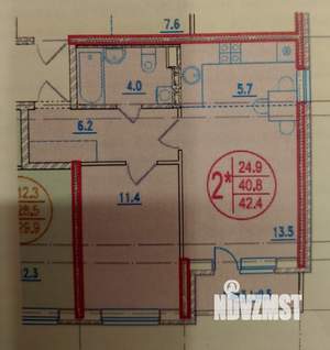 2-к квартира, вторичка, 42м2, 4/6 этаж