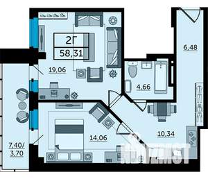 2-к квартира, вторичка, 58м2, 24/25 этаж