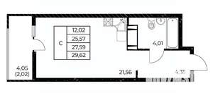 Студия квартира, вторичка, 30м2, 12/25 этаж