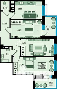 3-к квартира, вторичка, 75м2, 15/26 этаж