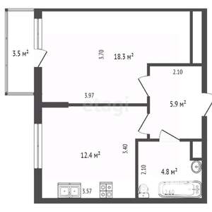 1-к квартира, вторичка, 41м2, 23/24 этаж