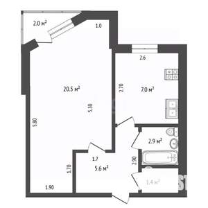 1-к квартира, вторичка, 40м2, 8/9 этаж