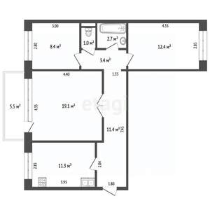 3-к квартира, вторичка, 70м2, 9/10 этаж