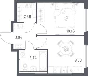 1-к квартира, вторичка, 30м2, 2/17 этаж