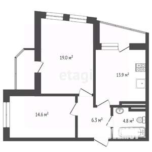2-к квартира, вторичка, 59м2, 25/25 этаж