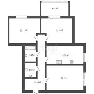 3-к квартира, вторичка, 77м2, 1/5 этаж