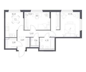 2-к квартира, вторичка, 57м2, 3/17 этаж
