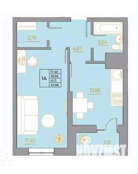 1-к квартира, вторичка, 43м2, 16/22 этаж