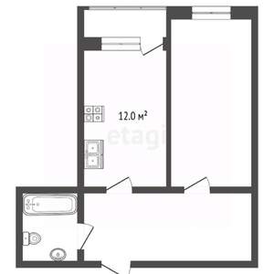 1-к квартира, вторичка, 43м2, 2/5 этаж