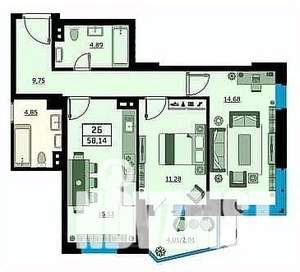 2-к квартира, вторичка, 58м2, 15/24 этаж