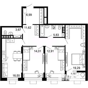 3-к квартира, вторичка, 92м2, 5/10 этаж