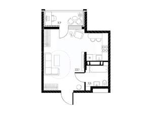 Студия квартира, вторичка, 28м2, 20/25 этаж