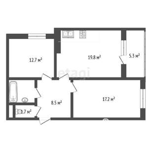 2-к квартира, вторичка, 64м2, 16/24 этаж