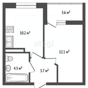 1-к квартира, вторичка, 32м2, 9/24 этаж