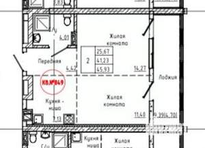 2-к квартира, вторичка, 46м2, 7/24 этаж