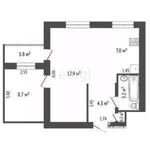 1-к квартира, вторичка, 41м2, 3/9 этаж