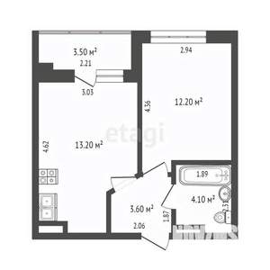 1-к квартира, вторичка, 37м2, 6/16 этаж