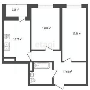 2-к квартира, вторичка, 56м2, 15/21 этаж