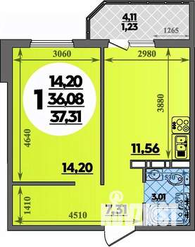 1-к квартира, вторичка, 37м2, 10/17 этаж