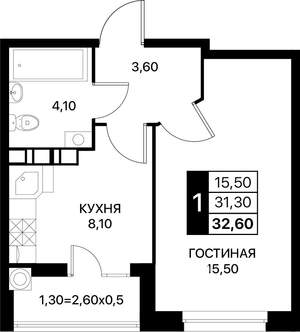 1-к квартира, вторичка, 33м2, 3/20 этаж