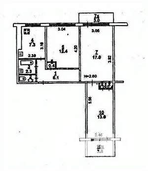 3-к квартира, вторичка, 60м2, 9/9 этаж