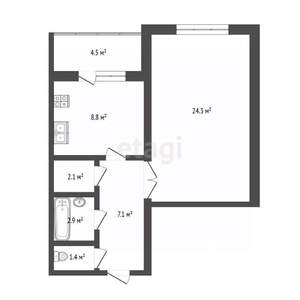 1-к квартира, вторичка, 51м2, 13/17 этаж