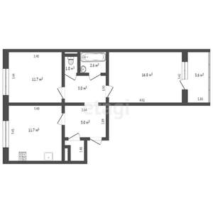 2-к квартира, вторичка, 55м2, 9/10 этаж