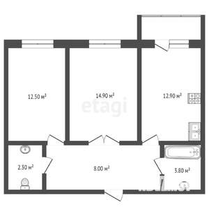 2-к квартира, вторичка, 56м2, 2/28 этаж