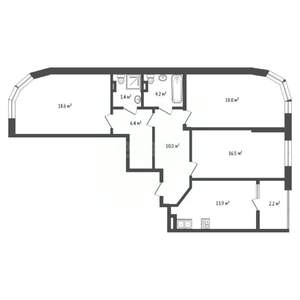 3-к квартира, вторичка, 93м2, 21/24 этаж