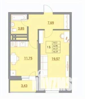 1-к квартира, вторичка, 46м2, 13/22 этаж