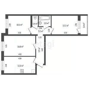 3-к квартира, вторичка, 65м2, 4/9 этаж