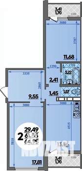 2-к квартира, строящийся дом, 65м2, 12/17 этаж