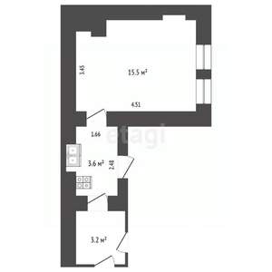 1-к квартира, вторичка, 16м2, 2/2 этаж