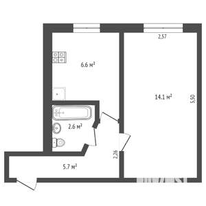 1-к квартира, вторичка, 30м2, -1/5 этаж