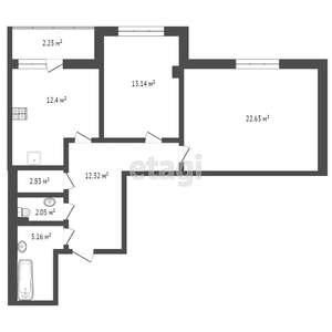 2-к квартира, вторичка, 75м2, 19/23 этаж