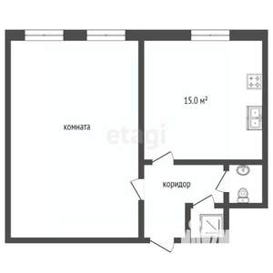 1-к квартира, вторичка, 46м2, 2/2 этаж