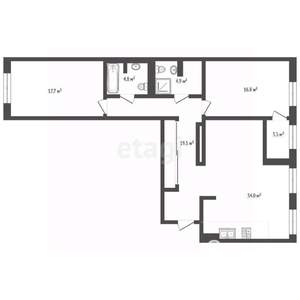 3-к квартира, вторичка, 100м2, 11/22 этаж