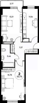 2-к квартира, вторичка, 54м2, 11/25 этаж