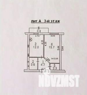 1-к квартира, вторичка, 38м2, 3/3 этаж