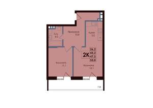 2-к квартира, вторичка, 48м2, 6/25 этаж
