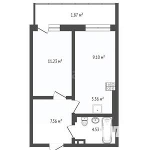 2-к квартира, вторичка, 45м2, 23/24 этаж