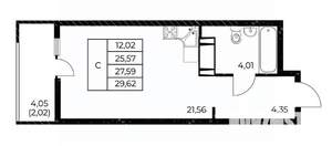 Студия квартира, вторичка, 30м2, 8/25 этаж