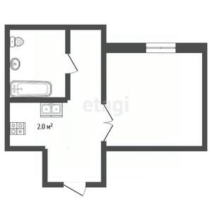 1-к квартира, вторичка, 19м2, 1/2 этаж