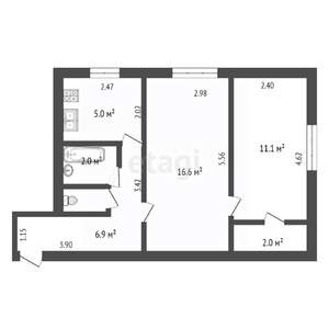 2-к квартира, вторичка, 44м2, 1/5 этаж