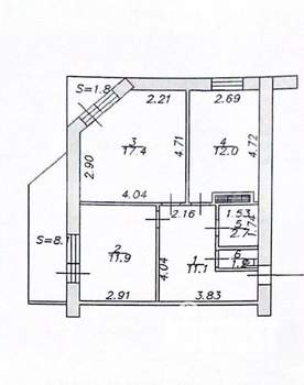 2-к квартира, вторичка, 56м2, 8/17 этаж